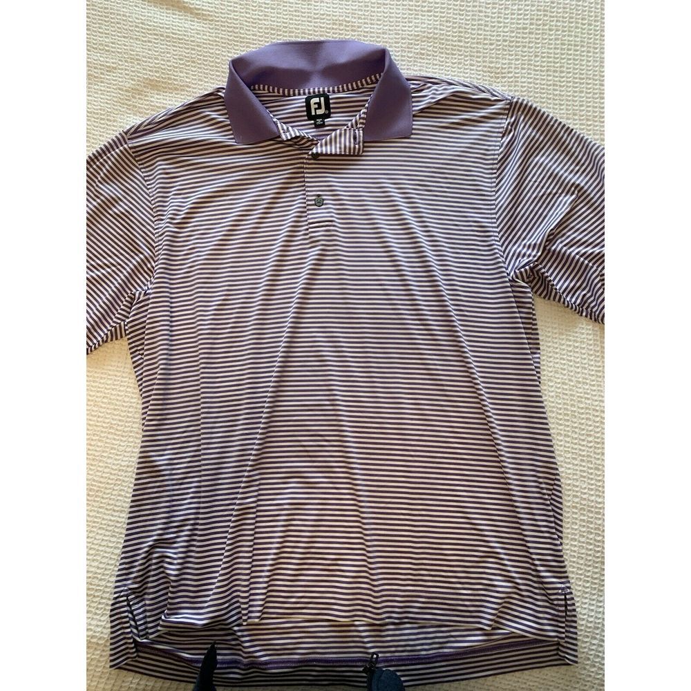 FootJoy Golf Polo Mens‎ XXL Stretch Shirt Purple White Striped Athletic FJ
